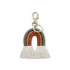 INS Nordic home woven rainbow tassel keychain rattan bag ornaments tassels decoration wall hanging photo props