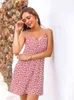 Vestidos de Wome Summer Floral Print Mini Dress Vintage Boho Bohemian Slip Dress Beach Praia curta A-line Ladies Casual Holiday G2205010
