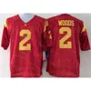 WSKT Men Vintage College USC Trojans Jersey Football Woods Reggie Bush Matt Barkley O.J Simpson Marcus Allen Ronnie Lott Troy Polamalu Matthews