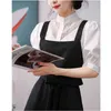 Waitress Baking Cleaning Restaurant Apron Cross Back Painting Gardening Nail Supermarket Bib Kitchen Cooking Household Pinafore Y220426