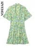 Dames mode bloemenprint gegolfde playsuits vintage korte mouw front knoppen vrouwelijke jumpsuits mujer 220526