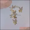 Orecchini a clip con retro a vite Gioielli Elegante clip avanzata per auricolare a farfalla Accessori dolci coreani Moda Ea Dh7Wv