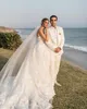 Robes de mariée en dentelle romantique 2023 Voile gratuit Long train Jardin Château Plage Chapelle Véritable mariée Inspiration vibes Robe de mariée moderne robe de bal chérie