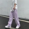 Damskie dżinsy Vintage Proste Baggy wysokiej talii koreańskiej mody streetwear casual spodnie femme szerokiej nogi fioletowy mama dżinsowa spodnia 220402