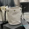 TOP High quality Striped navy style bucket tote bags large capacity shopping bags canvas handbags chain envelope bag Cotton and lin