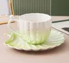 Pearl Shell Ceramic Coffee Mugs Cup Girl Heart Home Breakfast Cup Niche European High-Value and Saucer Set