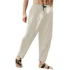 Pantaloni da uomo uomini primaverili e estivi casual tutti abbinano in lino in cotone solido cotone pantalone sciolte