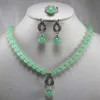 Hot Sieraden 8 MM Groene Jade Hanger Ketting Set