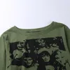 Zenaide verde gótico manga larga Crop Top Y2K mujeres primavera Harajuku Sexy estampado Grunge moda estética Vintage camiseta 220407