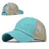 11色洗浄ポニーテール野球帽のヴィンテージ染めロープロファイル調整可能なユニセックスクラシックプレーン屋外メッシュハットDADスナップバックBBF14260