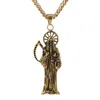 316l roestvrij staal heilige heilige dood Santa Muerte hanger met 9 mm ketting Men039S ketting Gold Tone Diy Sieraden Maken Gifts206010903