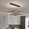 Lampade quadrate moderne Lampadario a led per soggiorni Sala da pranzo Cucina Camera da letto Lampada a sospensione a soffitto a led rettangolare nera