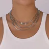 Chokers Strass-Büroklammer-Anhänger, dicke Ketten, Halsketten für Frauen, Punk-Stil, Schlüsselbeinkette, geschichtete Halskette, Modeschmuck, Chokers Godl