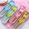 2Pairs Children For Kids Staniless Steel Cartoon Learning Reusable Training Helper Chopsticks Home Baby Products 220711