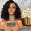 Lace Front Wigs Glueless Cut Short Bob Water Wave Dark Brown Synthetic Hair For Women Heat Resistant Fiber Natural Hairline