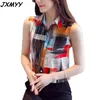 camicia basante chiffon senza maniche della camicia del rivestimento della maglia di estate di stile di modo straniero con le donne superiori JXMYY 210412