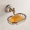 Banyo Aksesuar Seti Antik Pirinç Seramik Baskı Banyo Aksesuarları Corno Hook Kağıt Tutucu Havlu Bar Sabun Sepeti Donanımı KXZ007Bath