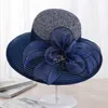 Summer Ladies Hat Leisure Beach Women Sun Elegant Wide Brim Silk Flower Bucket Casual Cap Female Fedora 220318