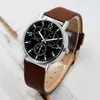 Quartz Watch Tre Small Scale Dial Leather Strap för Men Fashion Casual Business Man Klocka Armbandsur