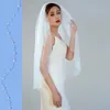 Bridal Veils V33 Short Wedding With Rhinestones Veil Crystal Beaded Bead Edge Comb CrystalBridal