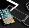 Cord Chain crossbody Necklace Lanyard strap mobile phone cases for iphone x xr xs 11 12 13 pro max Transparent shockproof tpu back cover