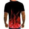 T-shirt da uomo Flaming Uomo Donna TShirt Rosso Verde Blu Fiamma Casual Tee Top Streatwear O-Collo Sconto all'ingrosso Uomo