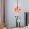 Lampes suspendues Moderne Créatif Coloré Pétale Verre Lustre Couloir Chambre Phare Simple LED Luxe Cuivre LustrePendentif