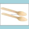 Disposable Wooden Spoon Mini Ice Cream Wood Dessert Scoop Wedding Party Tableware Kitchen Accessories Tool Drop Delivery 2021 Spoons Flatwar