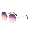 Vintage stil runda solglasögon för kvinnor designer män solglasögon ramlösa metallramar polarisatorer ny färg sommar vacker uv400 körglas