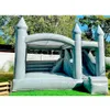 Commercial White Wedding Bounce House With Turret Top Inflatable Bouncy Castle Slide Combo Jumping Bouncer For Kids And Adults