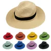 Chapeaux à bord large couleur hommes simples femmes paille Panama groupe Sun Summer Beach Hat diy projection de projet Party Hatwidewide