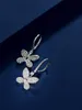 Boucles d'oreilles de papillon de luxe Fashion Solid S925 Boucles d'oreilles en argent Full Diamond Boucles d'oreilles en trois dimensions pour femmes