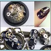 Nail Art Decorations Salon Health Beauty Steam Punk Parts Clocks Studs Gear 3D Time Wheel Metal Manicure Pedicure Diy Tips Ornaments Drop