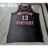 Chen37 aangepaste basketbalkerse mannen jeugd vrouwen wku western kentucky #13 brashear maat s-2xl of enige naam en nummer jerseys