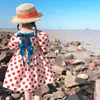 Humor Bear 2022 Summer Puff-Sleeve Girls Sweet Polka Dot Printed Dress Cute Backless Bow Princess Dress Kids Clothes G220506