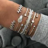 Conjunto de pulseira de corrente de corda preta boêmia de marca para aeronaves, concha de lua, coração, cristal, pingente Boho, joias para presente, pulseira Raym22