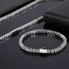 Bling Diamond Stone Tennis Necklace Bracelets Jewelry Set for Men 18K Real Gold Plated Graduated Jewelry