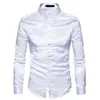 Herren Weißes Seidenhemd Mode Seidensatin Männer Soziales Hemd Lässige Slim Fit Langarmhemden Männlich Camisa Masculina 220326