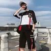 Erkek Trailtsits Streetwear 2pcs Set Erkekler Kısa Kollu Şort İki Parçalı Takım Erkek Yaz Öğrencisi Gençlik Hip Hop Spor Stili Tüm Eşleştirme