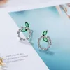 Boucles d'oreilles en argent Sterling 925 à la mode pour femmes feuilles de cristal vert exquis brillant CZ boucle d'oreille ronde Fine JewelryStud Moni22