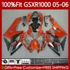 OEM MOTO Body For SUZUKI GSXR 1000 CC K5 GSX-R1000 2005 2006 Bodywork 122No.27 GSXR-1000 GSXR1000 1000CC 05 06 GSX R1000 05-06 Injection Mold Fairings Kit orange black