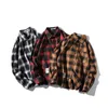 Spring herfst winter van hoge kwaliteit casual plaid heren los streetwear lange mouwen shirt retro flanel plaid shirts mannen