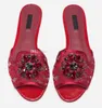 Marcas elegantes Rainbow Lace Sandals Slippers Flors Flower Flower Cristais da marca Couro Colo