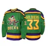 남성 Mighty Ducks 96 Charlie Conway 99 Adam Banks 33 Greg Goldberg 영화 하키 저지 재고 있음