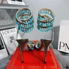 Stiletto heel Sandals Luxury Designer Crystal lamp pendant Rhinestone twining foot ring high heeled womens shoes narrow band 10CM 8505563