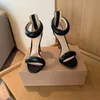 Kadınlar için Altın Sandalet Gianvito Rossi Lüks Tasarımcı Zip Stiletto Topuk Elbise Ayakkabıları Orijinal Deri Moda Konforlu 10 cm Yüksek Topuklu Roma Sandal 35-42
