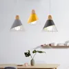 Lampy wiszące lampa nowoczesne światła E27 drewno do sypialni wiszący nordycki aluminiowy abażurę LED Bulbuch Kitchen Kitchen Kitchen