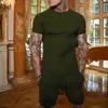 Survêtements pour hommes été survêtement pour hommes costume décontracté couleur unie à manches courtes t-shirt Shorts hommes marque vêtements 2 pièces ensembles pour hommes