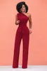 Sexy One Shoulder Rompers Womens Jumpsuit Summer Sleeveless Belt Wide Leg Elegant Lady Size Bodycon Jumpsuits White Black 220725