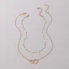 À la mode perle pierre creux coeur tour de cou collier pour les femmes charmante couleur or alliage métal clavicule chaîne bijoux